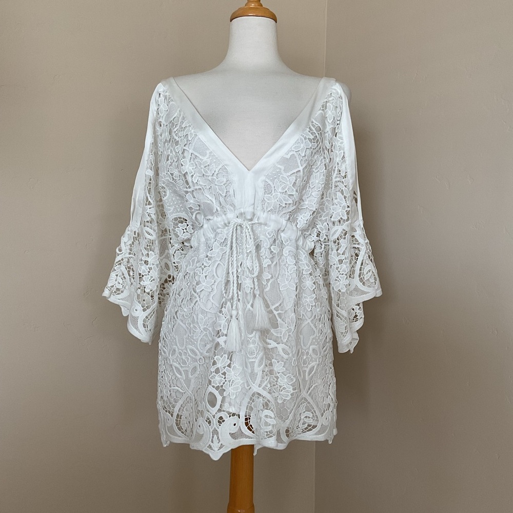 Boston Proper White Lace Cover Up Size S
